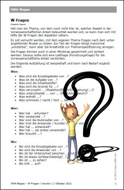 VWA-Mappe W-Fragen